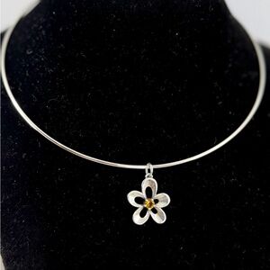 JAMES AVERY Sterling Silver Citrine Flower Charm Pendant Choker Necklace RETIRED